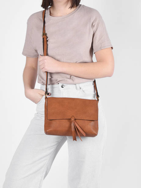 Sac Bandouliere Vintage Flora & co Marron grained F8044 vue secondaire 1