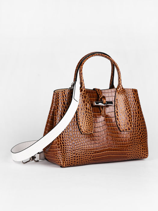 Longchamp Roseau Croco Bijoux Blanc