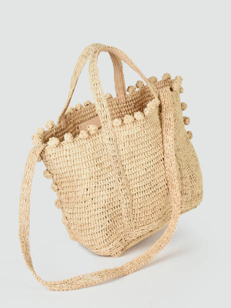 Handtas Le Cabas Raffia Pompons Vanessa bruno Beige cabas raphia 75V40435 ander zicht 3