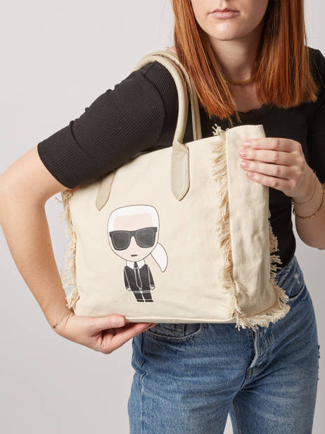 Sac Shopping K Ikonik Fringed Karl lagerfeld Beige k ikonic 221W3011 vue secondaire 1