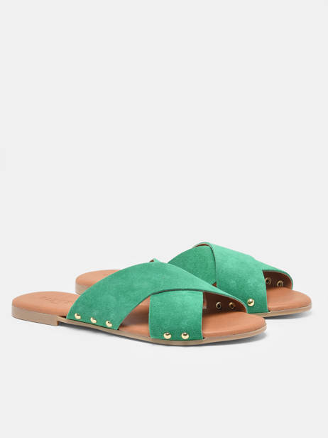 Slippers Vuma Uit Leder Pieces Groen women 77122 ander zicht 2