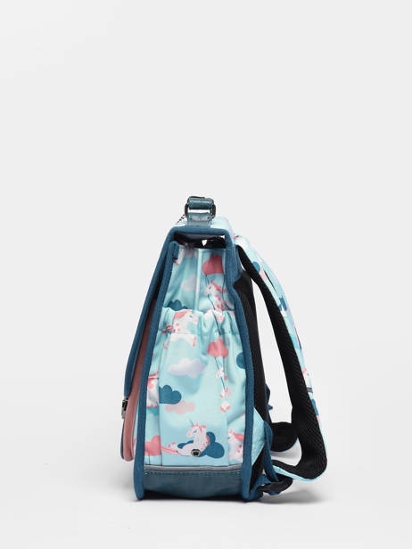 Cartable Enfant 2 Compartiments Cameleon Bleu retro CA38 vue secondaire 3